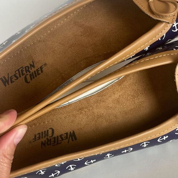 Anchor Nautical Print Rain Skimmer Flats 10 - Picture 5 of 9
